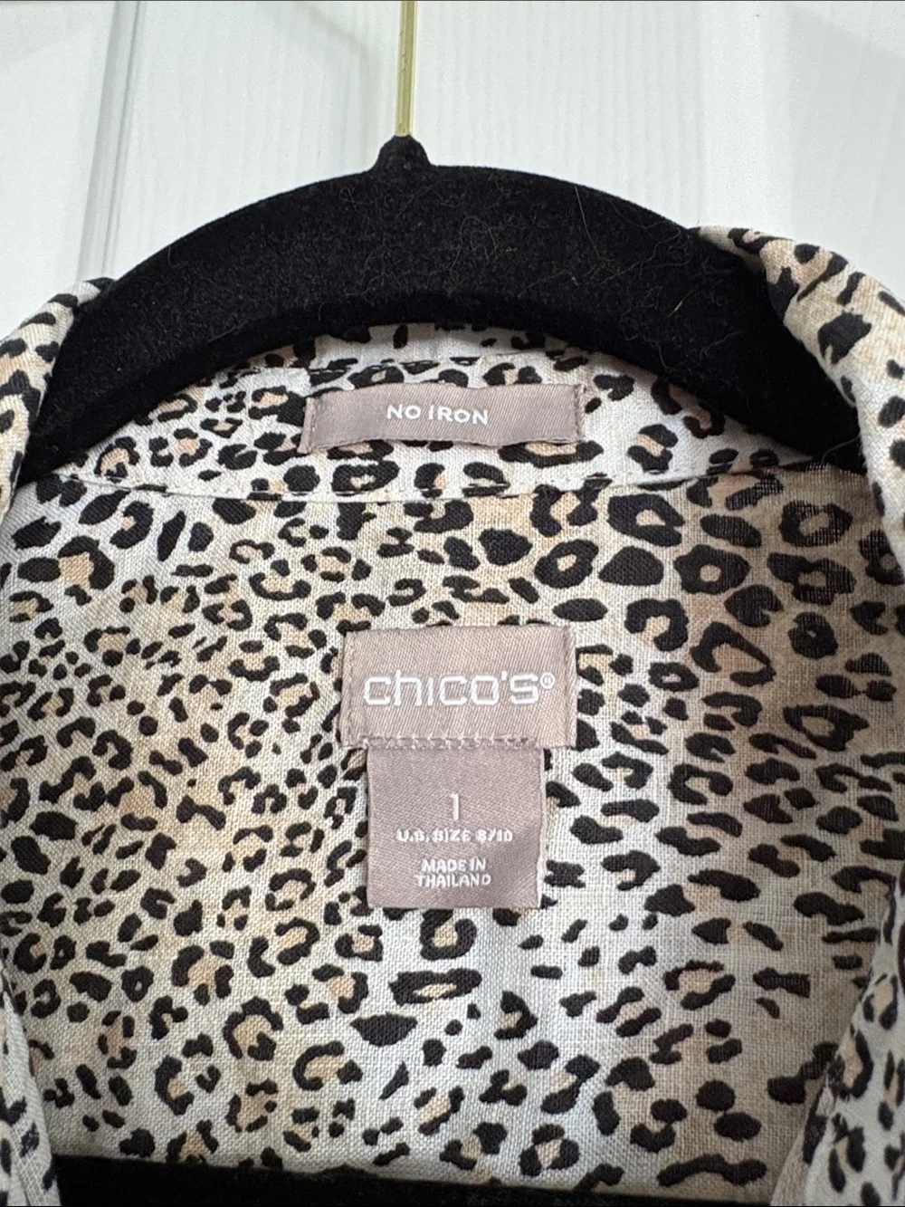 Chico's Sleeveless Leopard-Print Button Front Top - Beige & Black